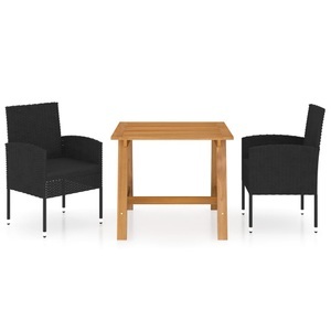 vidaXL, vidaXL 3-tlg. Garten-Essgruppe Schwarz, vidaXL 3-tlg. Garten-Essgruppe Schwarz