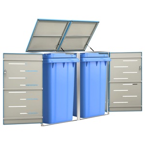 vidaXL, vidaXL Mülltonnenbox für 2 Tonnen 138x77,5x115,5 cm Edelstahl, vidaXL Mülltonnenbox für 2 Tonnen 138x77,5x112,5 cm Edelstahl