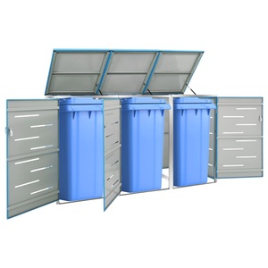 vidaXL, vidaXL Mülltonnenbox für 3 Tonnen 207x77,5x115 cm Edelstahl, vidaXL Mülltonnenbox für 3 Tonnen 207x77,5x112,5 cm Edelstahl