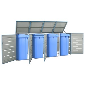 vidaXL, vidaXL Mülltonnenbox für 4 Tonnen 276,5x77,5x115,5 cm Edelstahl, vidaXL Mülltonnenbox für 4 Tonnen 276,5x77,5x112,5 cm Edelstahl