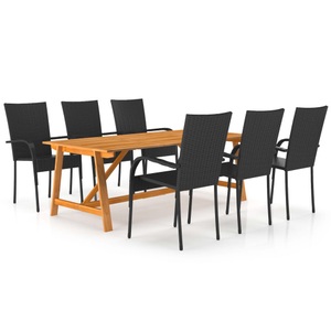 vidaXL, vidaXL 7-tlg. Garten-Essgruppe Schwarz, vidaXL 7-tlg. Garten-Essgruppe Schwarz