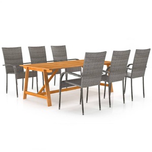 vidaXL, vidaXL 7-tlg. Garten-Essgruppe Grau, vidaXL 7-tlg. Garten-Essgruppe Grau