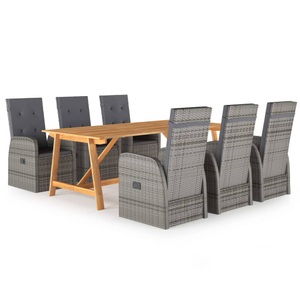 vidaXL, vidaXL 7-tlg. Garten-Essgruppe Grau, vidaXL 7-tlg. Garten-Essgruppe Grau