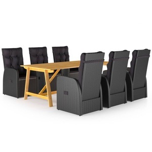 vidaXL, vidaXL 7-tlg. Garten-Essgruppe Schwarz, vidaXL 7-tlg. Garten-Essgruppe Schwarz