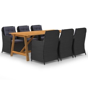 vidaXL, vidaXL 7-tlg. Garten-Essgruppe Schwarz, vidaXL 7-tlg. Garten-Essgruppe Schwarz