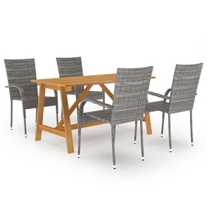vidaXL, vidaXL 5-tlg. Garten-Essgruppe Grau, vidaXL 5-tlg. Garten-Essgruppe Grau
