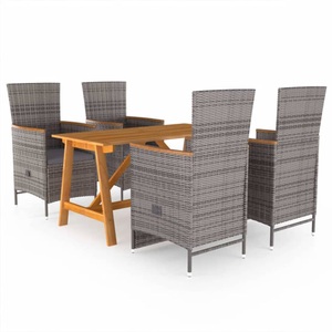 vidaXL, vidaXL 5-tlg. Garten-Essgruppe Grau, 