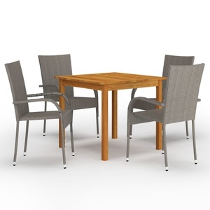 vidaXL, vidaXL 5-tlg. Garten-Essgruppe Grau, vidaXL 5-tlg. Garten-Essgruppe Grau