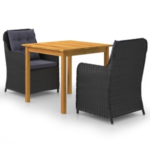 vidaXL, vidaXL 3-tlg. Garten-Essgruppe Schwarz, vidaXL 3-tlg. Garten-Essgruppe Schwarz