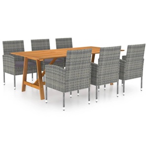 vidaXL, vidaXL 7-tlg. Garten-Essgruppe Grau, vidaXL 7-tlg. Garten-Essgruppe Grau