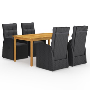 vidaXL, vidaXL 5-tlg. Garten-Essgruppe Schwarz, vidaXL 5-tlg. Garten-Essgruppe Schwarz