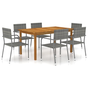 vidaXL, vidaXL 7-tlg. Garten-Essgruppe Grau, vidaXL 7-tlg. Garten-Essgruppe Grau