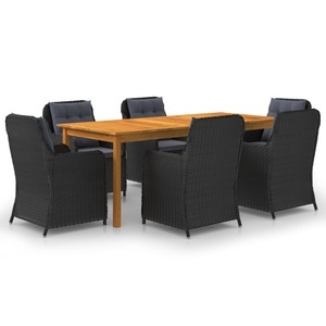 vidaXL, vidaXL 7-tlg. Garten-Essgruppe Schwarz, vidaXL 7-tlg. Garten-Essgruppe Schwarz