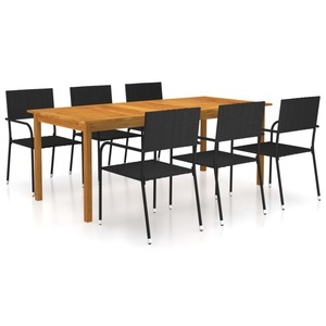 vidaXL, vidaXL 7-tlg. Garten-Essgruppe Schwarz, vidaXL 7-tlg. Garten-Essgruppe Schwarz