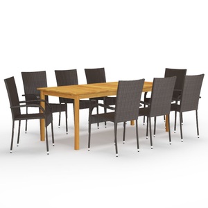 vidaXL, vidaXL 9-tlg. Garten-Essgruppe Braun, vidaXL 9-tlg. Garten-Essgruppe Braun
