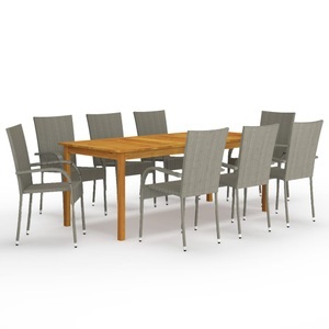 vidaXL, vidaXL 9-tlg. Garten-Essgruppe Grau, vidaXL 9-tlg. Garten-Essgruppe Grau