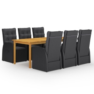 vidaXL, vidaXL 7-tlg. Garten-Essgruppe Schwarz, vidaXL 7-tlg. Garten-Essgruppe Schwarz
