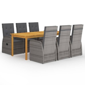vidaXL, vidaXL 7-tlg. Garten-Essgruppe Grau, vidaXL 7-tlg. Garten-Essgruppe Grau