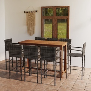 vidaXL, vidaXL 9-tlg. Gartenbar-Set Grau