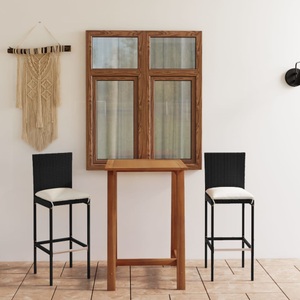 vidaXL, vidaXL 3-tlg. Gartenbar-Set mit Kissen Schwarz, 