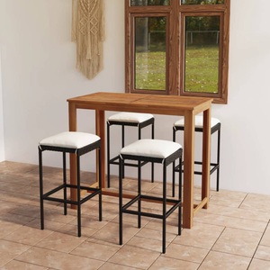 vidaXL, vidaXL 5-tlg. Gartenbar-Set mit Kissen Schwarz, 