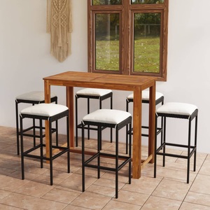 vidaXL, vidaXL 7-tlg. Gartenbar-Set mit Kissen Schwarz, 
