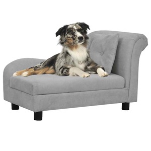 vidaXL, vidaXL Hundesofa mit Kissen Grau 83x44x44 cm Plüsch