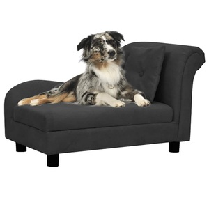 vidaXL, vidaXL Hundesofa mit Kissen Schwarz 83x44x44 cm Plüsch