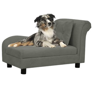 vidaXL, vidaXL Hundesofa mit Kissen Dunkelgrau 83x44x44 cm Plüsch