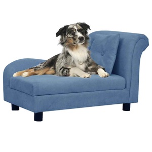 vidaXL, vidaXL Hundesofa mit Kissen Blau 83x44x44 cm Plüsch