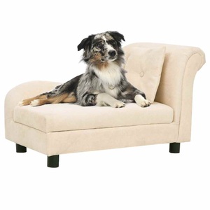 vidaXL, vidaXL Hundesofa mit Kissen Creme 83x44x44 cm Plüsch