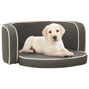 vidaXL, vidaXL Klappbares Hundesofa 76x71x30 cm Waschbare Kissen Leinen Grau, 