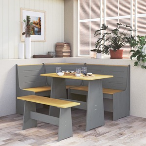 vidaXL, vidaXL Eckbank 151 cm Honigbraun und Grau Massivholz Kiefer, vidaXL Eckbank REINE 151 cm Honigbraun und Grau Massivholz Kiefer