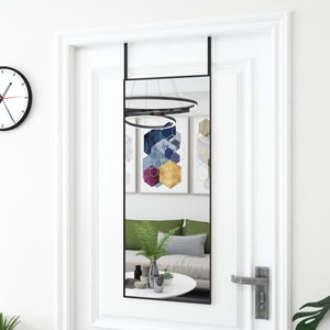 vidaXL, vidaXL Türspiegel Schwarz 40x100 cm Glas und Aluminium, vidaXL Türspiegel Schwarz 40x100 cm Glas und Aluminium