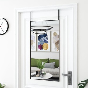 vidaXL, vidaXL Türspiegel Schwarz 50x100 cm Glas und Aluminium, 