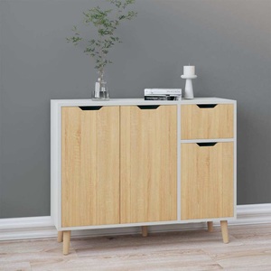 vidaXL Sideboard Weiß Sonoma-Eiche 90x30x72 cm Holzwerkstoff