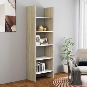 vidaXL Bücherregal Weiß und Sonoma-Eiche 60x35x180 cm Spanplatte