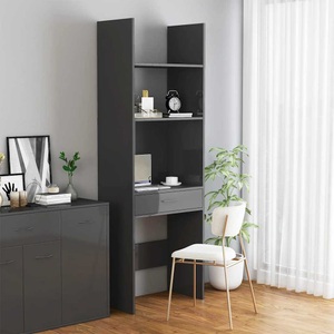 vidaXL, vidaXL Bücherregal Hochglanz-Grau 60x35x180 cm Spanplatte