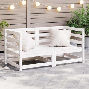 vidaXL, vidaXL Garten-Ecksofas 2 Stk. Weiß Kiefer Massivholz