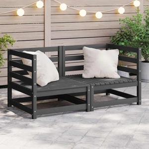 vidaXL, vidaXL Garten-Ecksofas 2 Stk. Grau Massivholz Kiefer