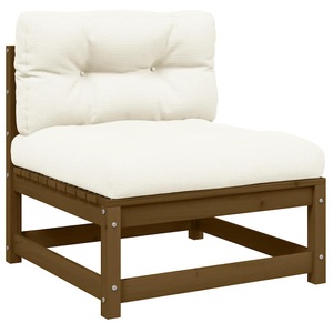 vidaXL, vidaXL Garten-Mittelsofa mit Creme Kissen Massivholz Kiefer