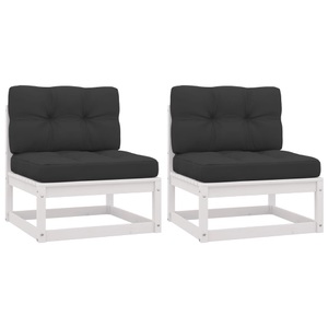 vidaXL, vidaXL Garten-Mittelsofas mit Anthrazit Kissen 2 Stk Massivholz Kiefer, vidaXL Garten-Mittelsofas mit Anthrazit Kissen 2 Stk Massivholz Kiefer