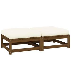 vidaXL, vidaXL Garten-Fußhocker mit Kissen 2 Stk. Honigbraun Massivholz Kiefer