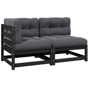 vidaXL, vidaXL 2-tlg. Garten-Lounge-Set mit Kissen Schwarz Massivholz Kiefer