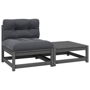 vidaXL, vidaXL 2-tlg. Garten-Lounge-Set mit Kissen Grau Kiefer Massivholz