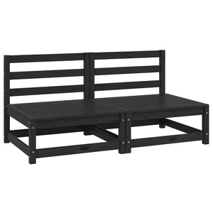 vidaXL, vidaXL Garten-Mittelsofas 2 Stk. Schwarz Kiefer Massivholz