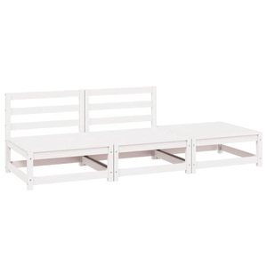 vidaXL, vidaXL 3-tlg. Garten-Lounge-Set Weiß Kiefer Massivholz, vidaXL 3-tlg. Garten-Lounge-Set Weiß Kiefer Massivholz
