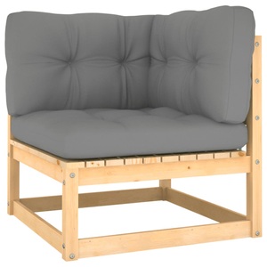 vidaXL, vidaXL Garten-Ecksofa mit Grauen Kissen Massivholz Kiefer, vidaXL Garten-Ecksofa mit Grauen Kissen Massivholz Kiefer