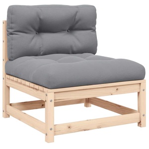 vidaXL, vidaXL Garten-Mittelsofa mit Grauen Kissen Massivholz Kiefer