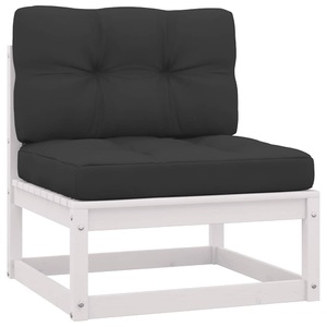 vidaXL, vidaXL Garten-Mittelsofa mit Anthrazit Kissen Weiß Massivholz Kiefer, vidaXL Garten-Mittelsofa mit Anthrazit Kissen Weiß Massivholz Kiefer